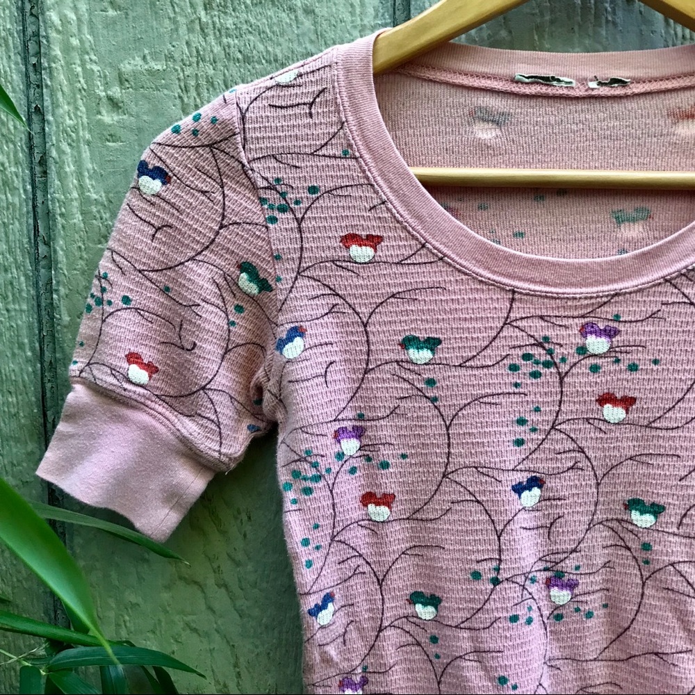 blush pink Japanese style rainbow tiny bird top